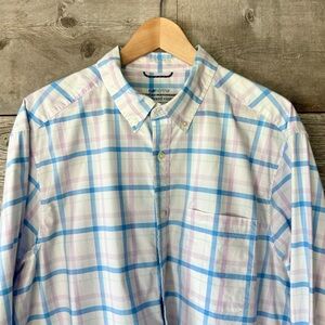 Vineyard Vines Mens On-The-Go Performance Button‎ Down Shirt Blue Pink Plaid XL